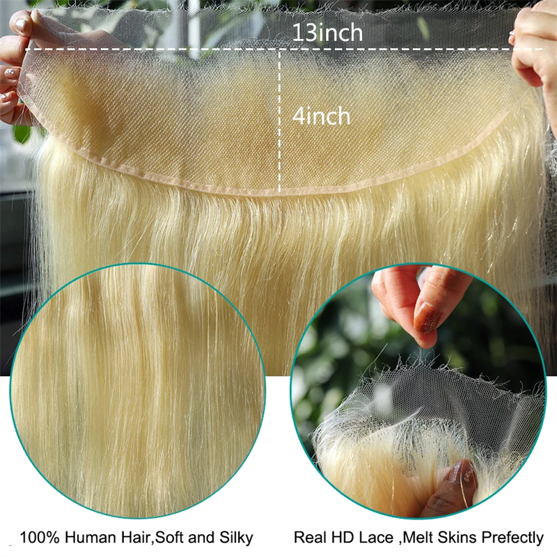 #613 HD Lace Closure Virgin Hair Natural Straight Lace Frontal Closure - 图片 2